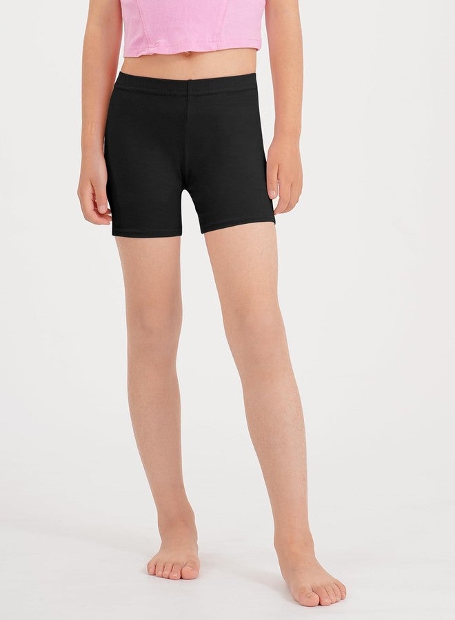 BOOPH 5 Pack Girls Bike Shorts Cotton Cartwheel Shorts for Dance & Under Dresses Black 10-12 Years - Image 3